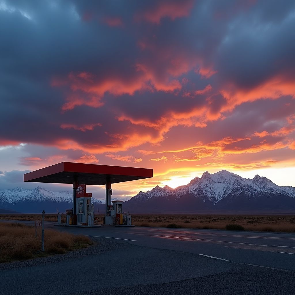 Estación YPF en ruta patagónica